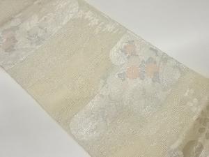 絽ヱ霞に秋草模様織出し袋帯